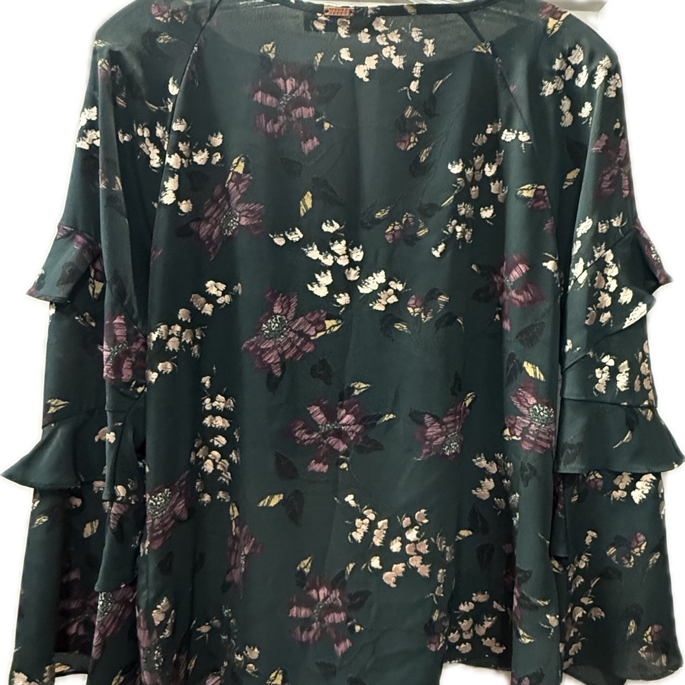 Ivanka Trump Dark Green Floral Blouse